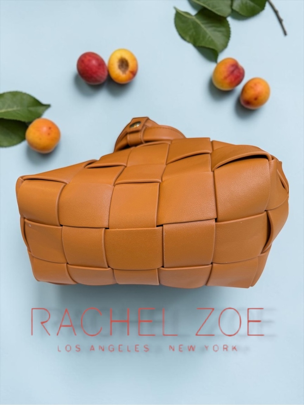 NWOT Rachel Zoe Woven Bucket Bag with Crossbody Strap - Cognac Tan - Picture 7 of 10